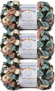 Super Soft Loop Yarn for Finger Knit, 3 Pack of 7.05oz/19.5yds Each, Chunky Blanket Yarn for Hand Knitting, #7 Jumbo Chenille Yarn, Fluffy Baby Blanket Yarn for Crochet Amigurumi(3 Apricpot Green)