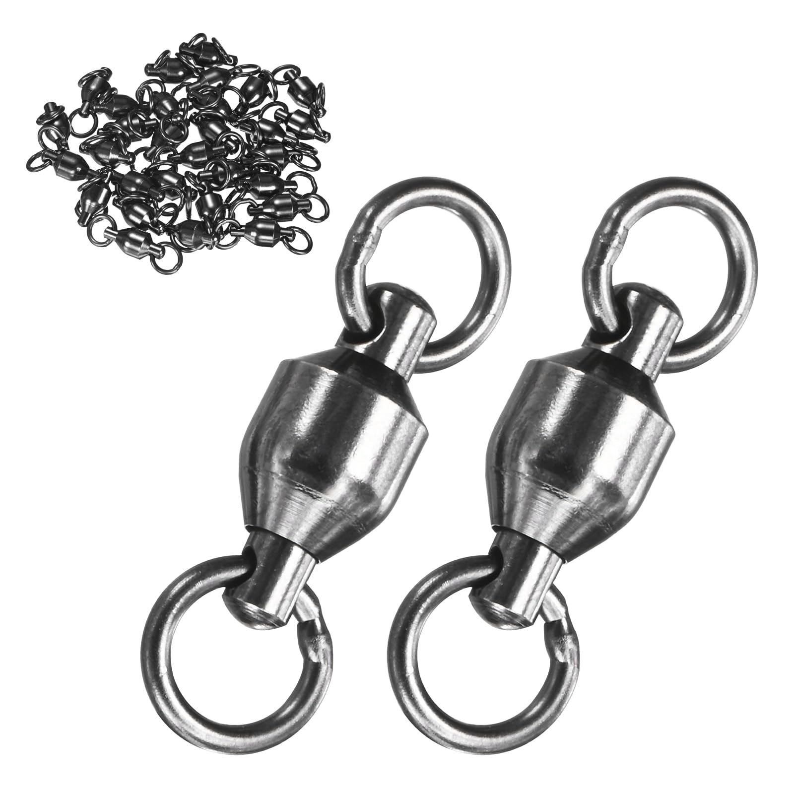 M METERXITY 30-Pack Ball Bearing Fishing Swivels, 8# 1.42In (36mm) Stainless Steel Lure Leader Line Connector for Fishing/Saltwater/Freshwater, High Strength Welded Ring [Black] — image 1