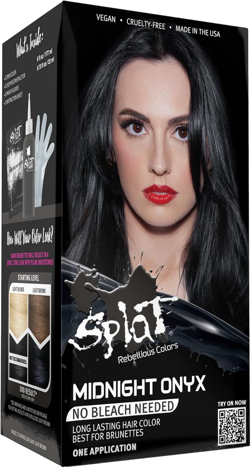 SPLAT Midnight Onyx Black Hair Color Gentle BleachFree Hair