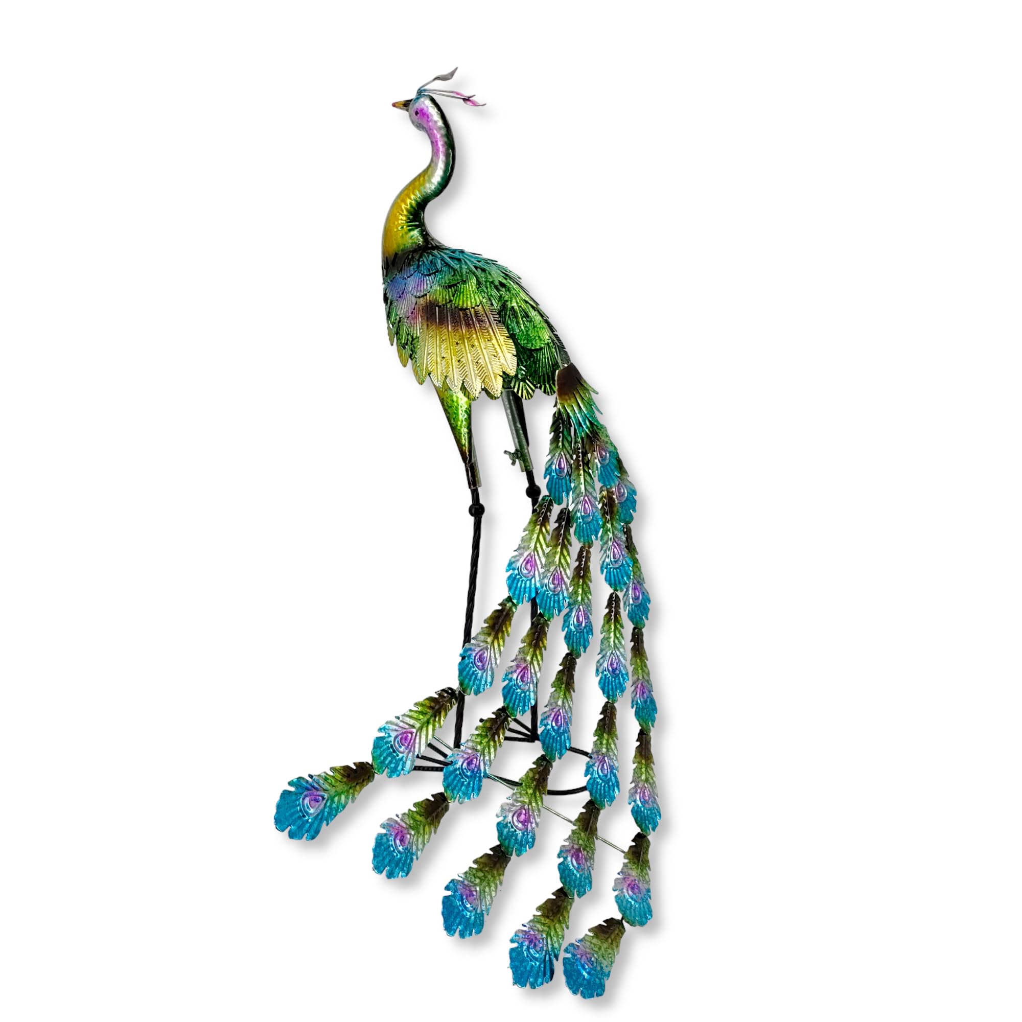 Metall Garten-Figur Pfau 85cm bunt Dekofigur groß Gartendeko Deko-Skulptur Tierfigur Vogel
