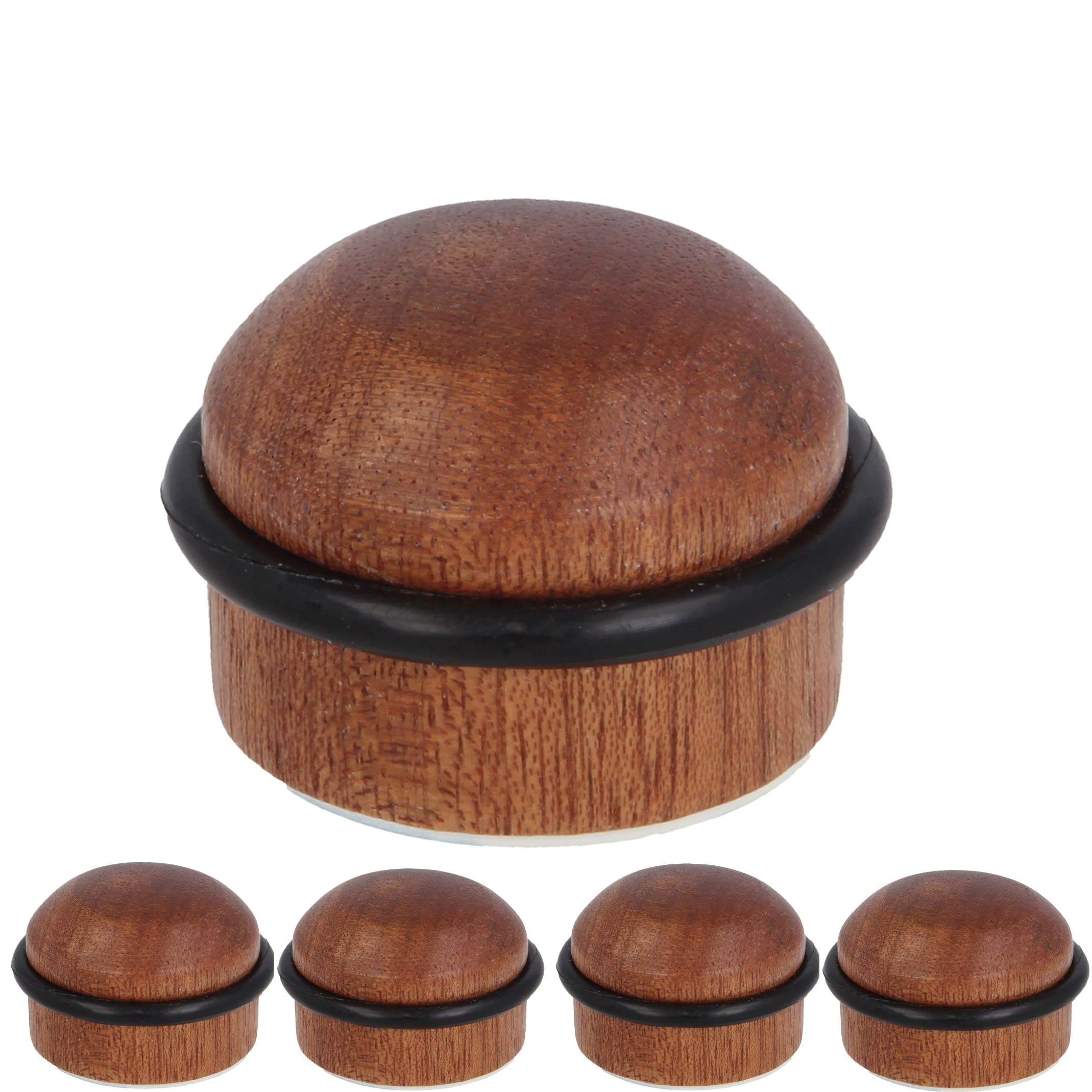 Gedotec Wooden Door Stopper with Damping Rubber - Sapelli | Herbert | 5 Pieces Premium Door Stopper Made of Solid Wood for Gluing + screwing | for Room Doors โ image 1