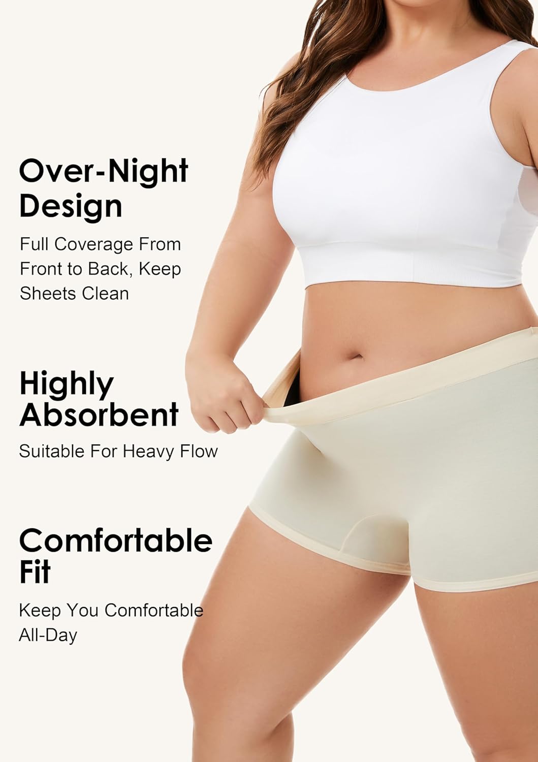 Overnight Period Shorts For Women, Leak-proof, Heavy Flow, Menstrual Absorbent Boyshorts - Image 2