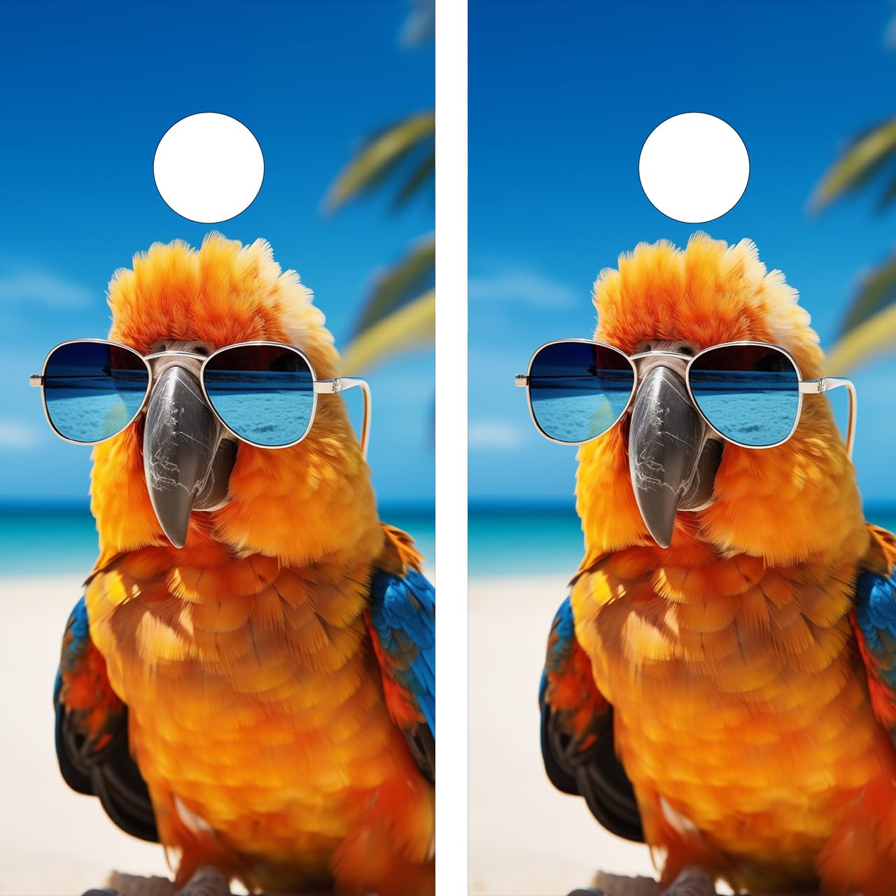 Pair of Waterproof Cornhole Board Wraps- Decals ONLY- Cool Parrot - Art - Laminated - Easy to Apply