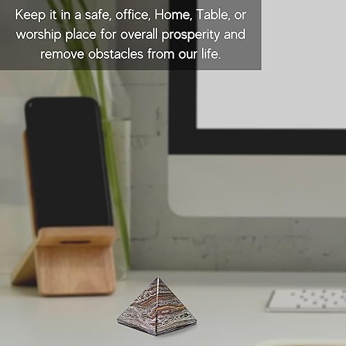 Miniatura 452 de Amazing Gemstone White Agate Snow Quartz Pyramid Crystal Healing Stones - 1" Great Pyramid Figurine of Natural Stone Pyramid for Meditation, Reiki