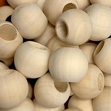 Round Wooden Beads, Unfinished, 50 Pack, 20mm
