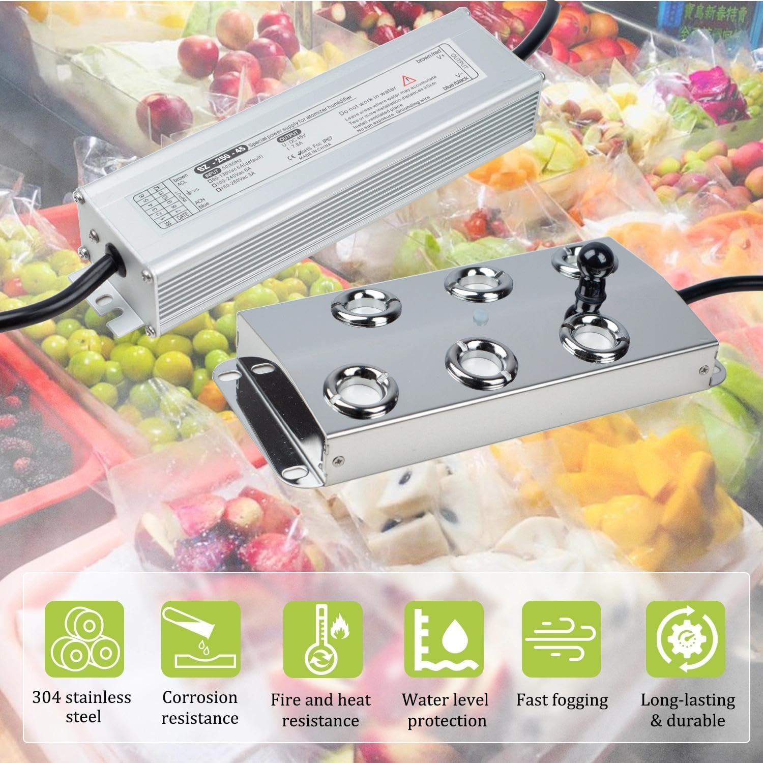 Ultrasonic Mist Maker Fogger Machine, Industrial Humidifier Fog Machine with Floats for Halloween Atmosphere Vegetable Preservation and Landscape (6 Head)