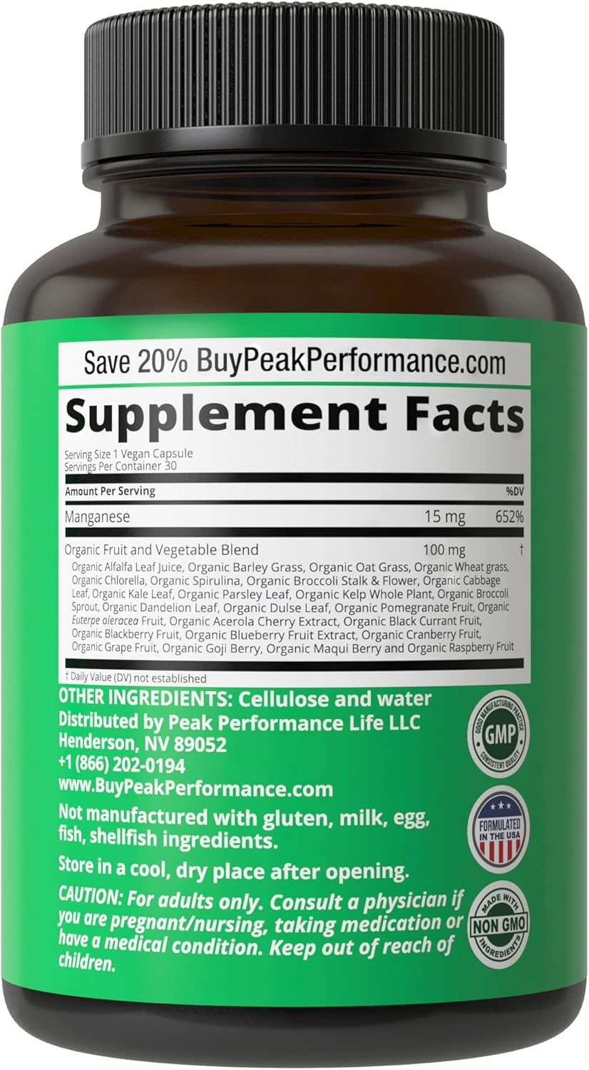 Buy Raw Whole Food Manganese Supplement Pure Trace Mineral Capsules