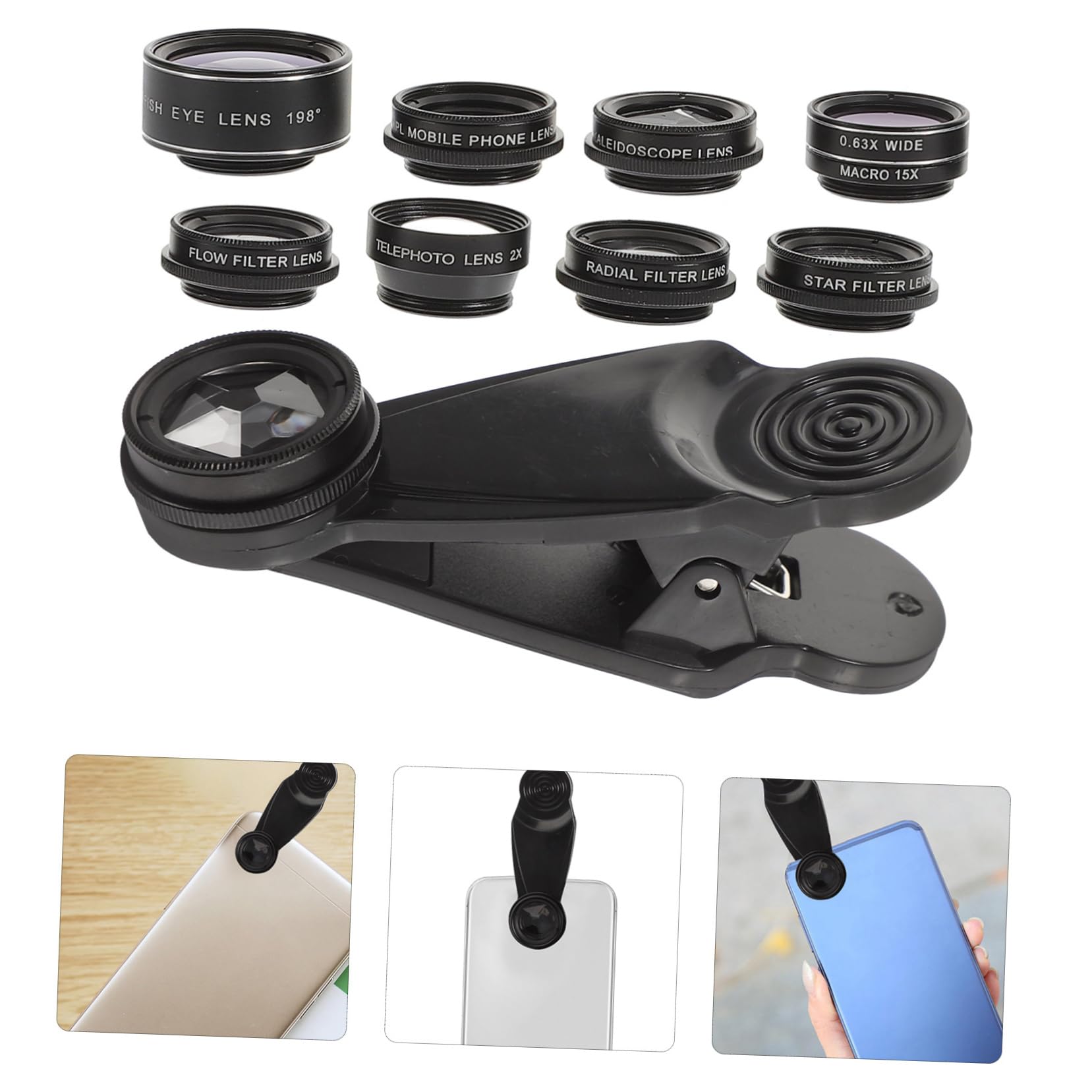 Gadpiparty Kit Per Fotocamera Fisheye e Grandangolo Per Fotocamera Materiale Di Nero