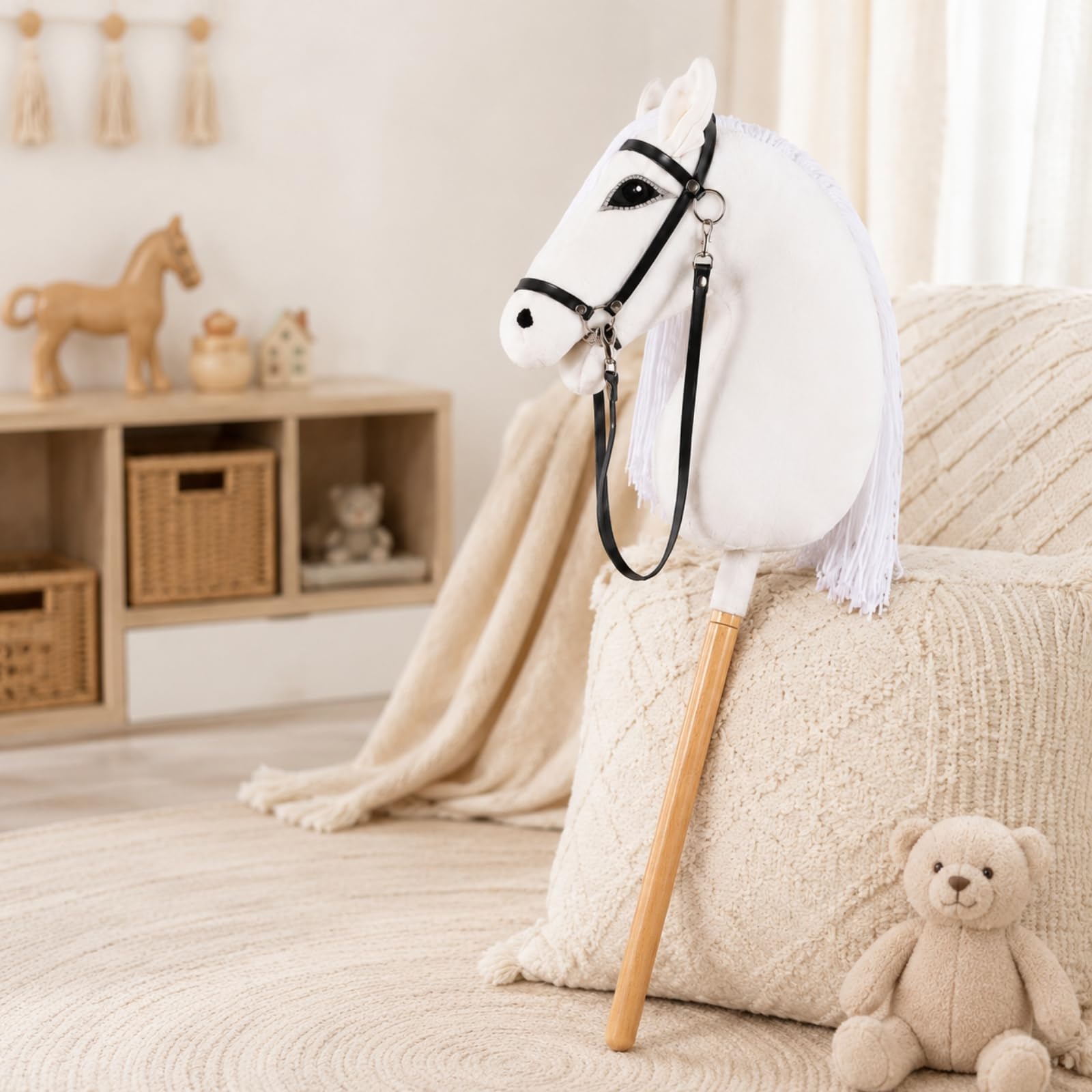 Bastone con Manico in Legno Imbottito con Bastone in Legno Realistico Hobby Horse per Rappresentazioni Scolastiche, Travestimenti