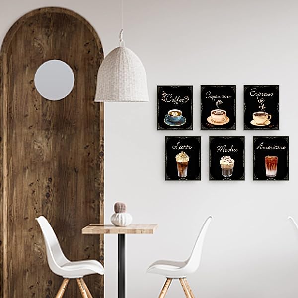 SUPERDANT 6 Pz Caffè Stampe su Wall Art Immagini Coffee Bar Decorazioni Da Parete Coffee Sign Kitchen Wall Art per Modern Home Dining Room Senza Quadro - 5
