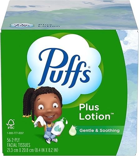 Miniatura 16 de Puffs Plus Loción Facial Tissue, 1 caja de cubo, 48 pañuelos por caja