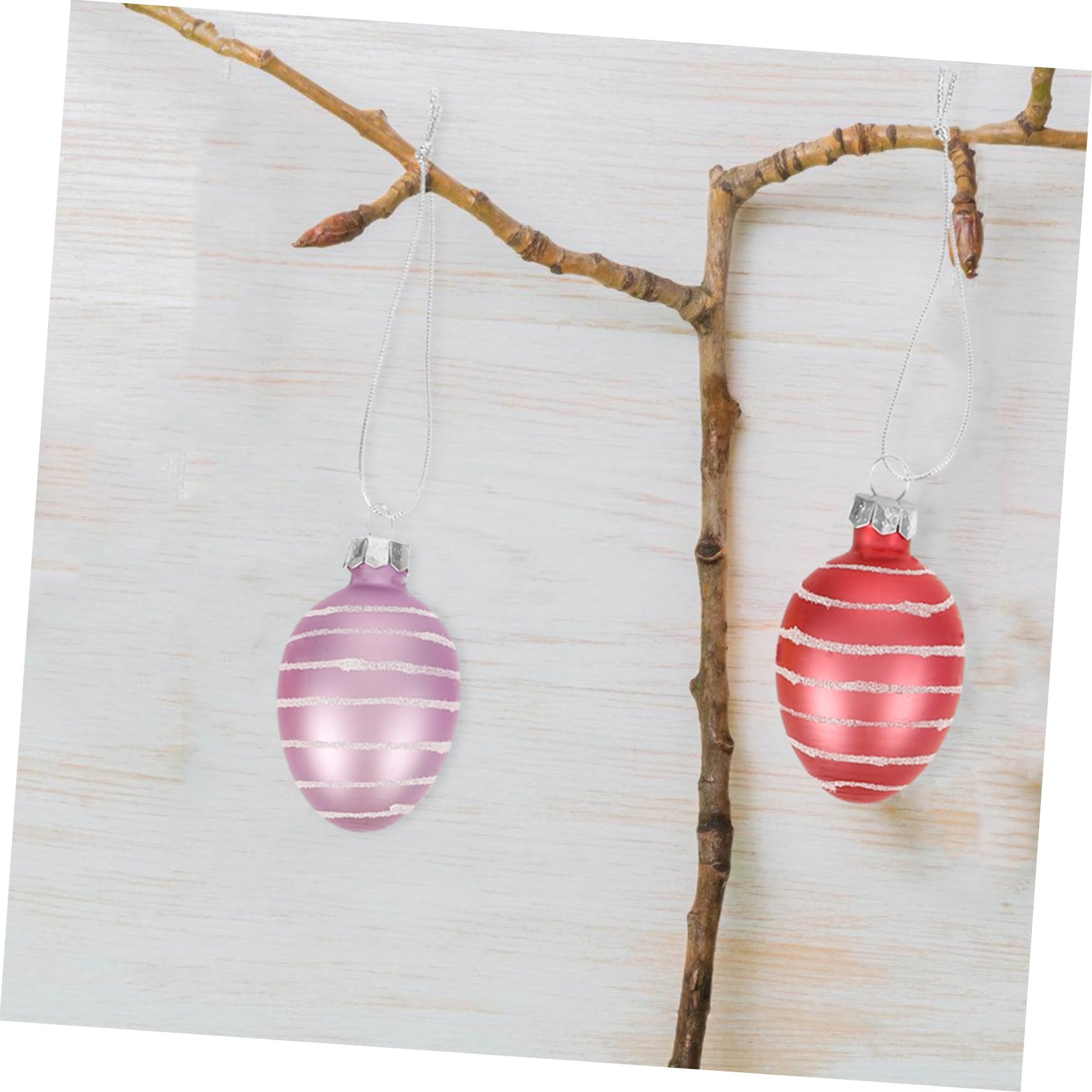 2 Sätze 2 Sets Glas Ei Anhänger Eiförmiger Baum Hängeschmuck Osterei Hängeornament Motto Dekoration Festival Themen Hänge Ei Ornamente Ostern 12 Stück * 2