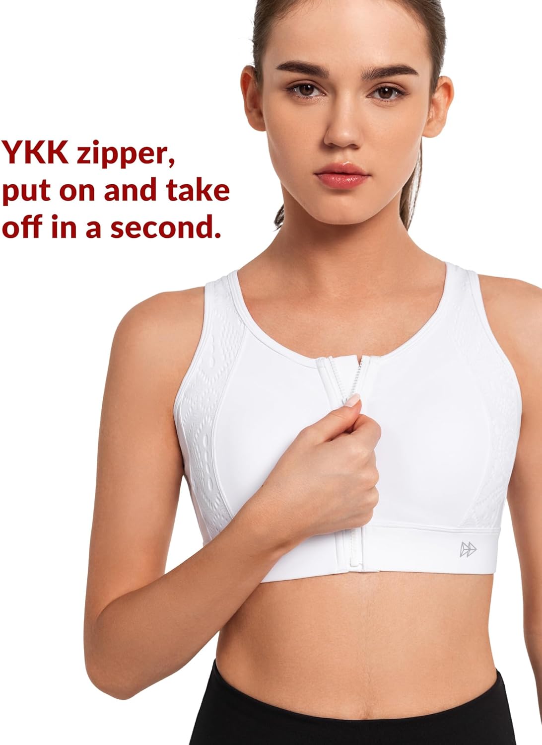 Yvette Lace Front Zip Sports Bras for Women High Impact Running Bras for Large Bust