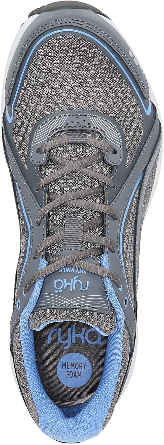 Ryka Women's Sky Walking Shoe 6 Wide Slate Grey/Chrome Silver/Robin Blue