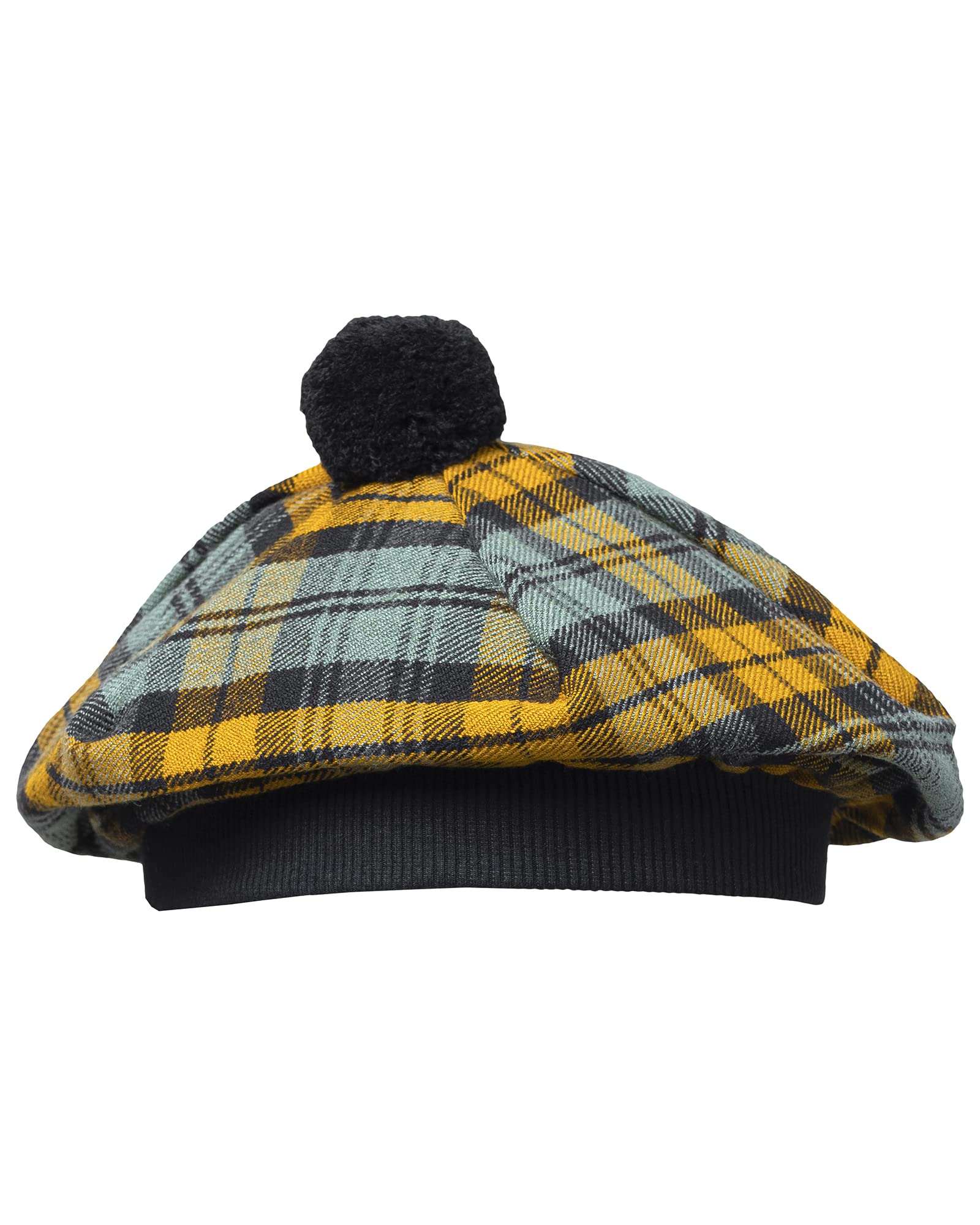 Scottish Tam O’ Shanter Hat Tartan Bonnet Pom Pom Wool Flat Cap One Size