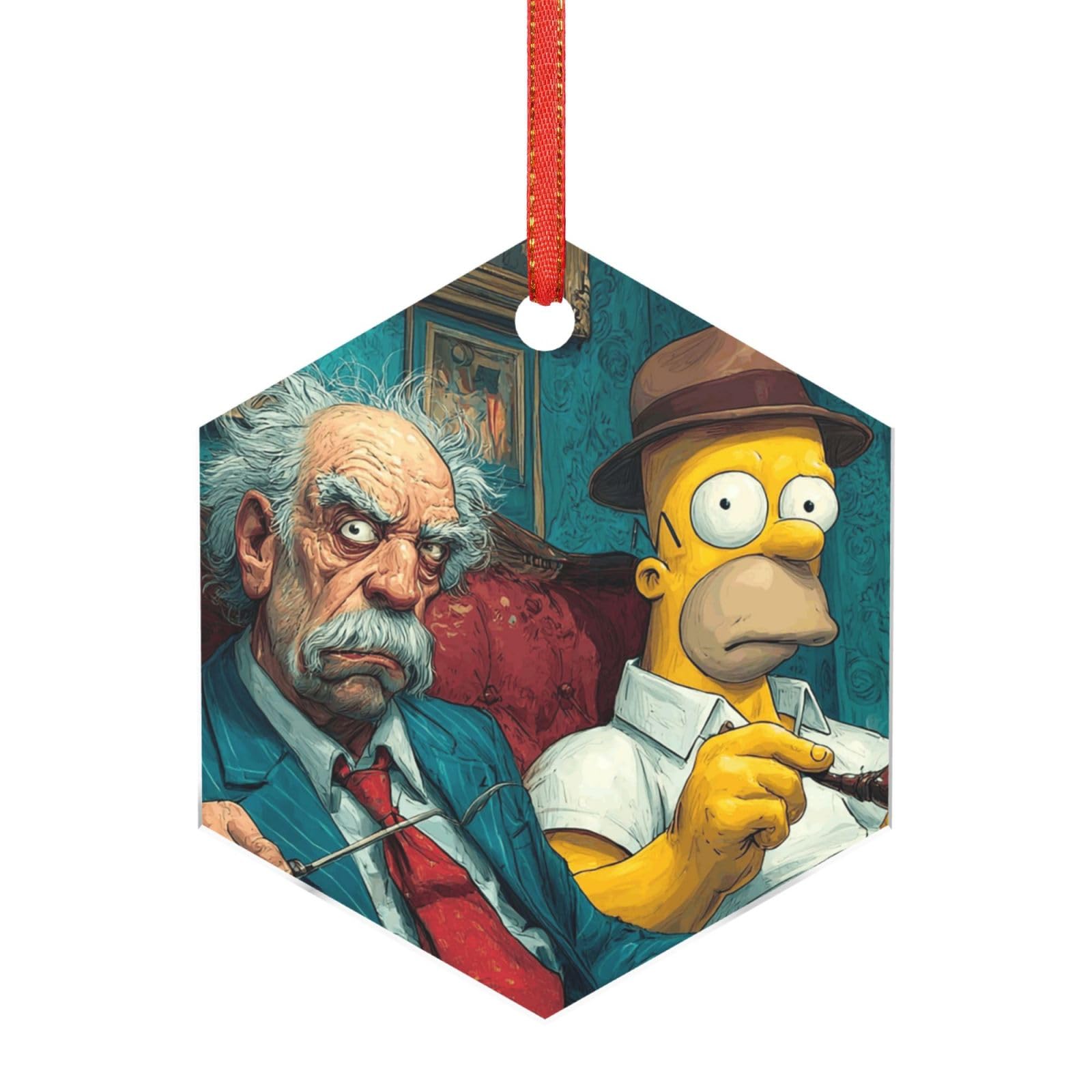 Hjkjkkj Hexagon Acrylic Ornament Christmas Tree Decoration Clear Round Pendant With Red Ribbon Simpsons Christmas Ornaments Indoor Outdoor Hanging Acrylic Pendants For Xmas Party Decor
