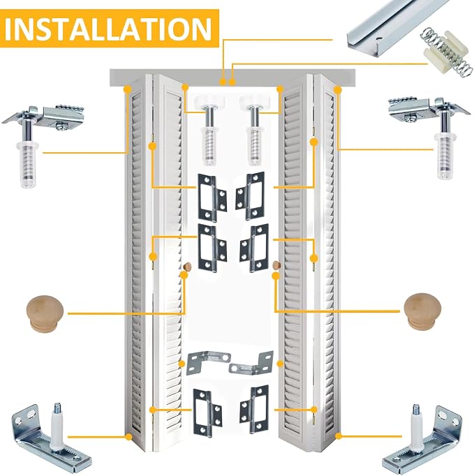 Kit de herrajes para puerta plegable 2 piezas 36 pulgadas miniatura 4