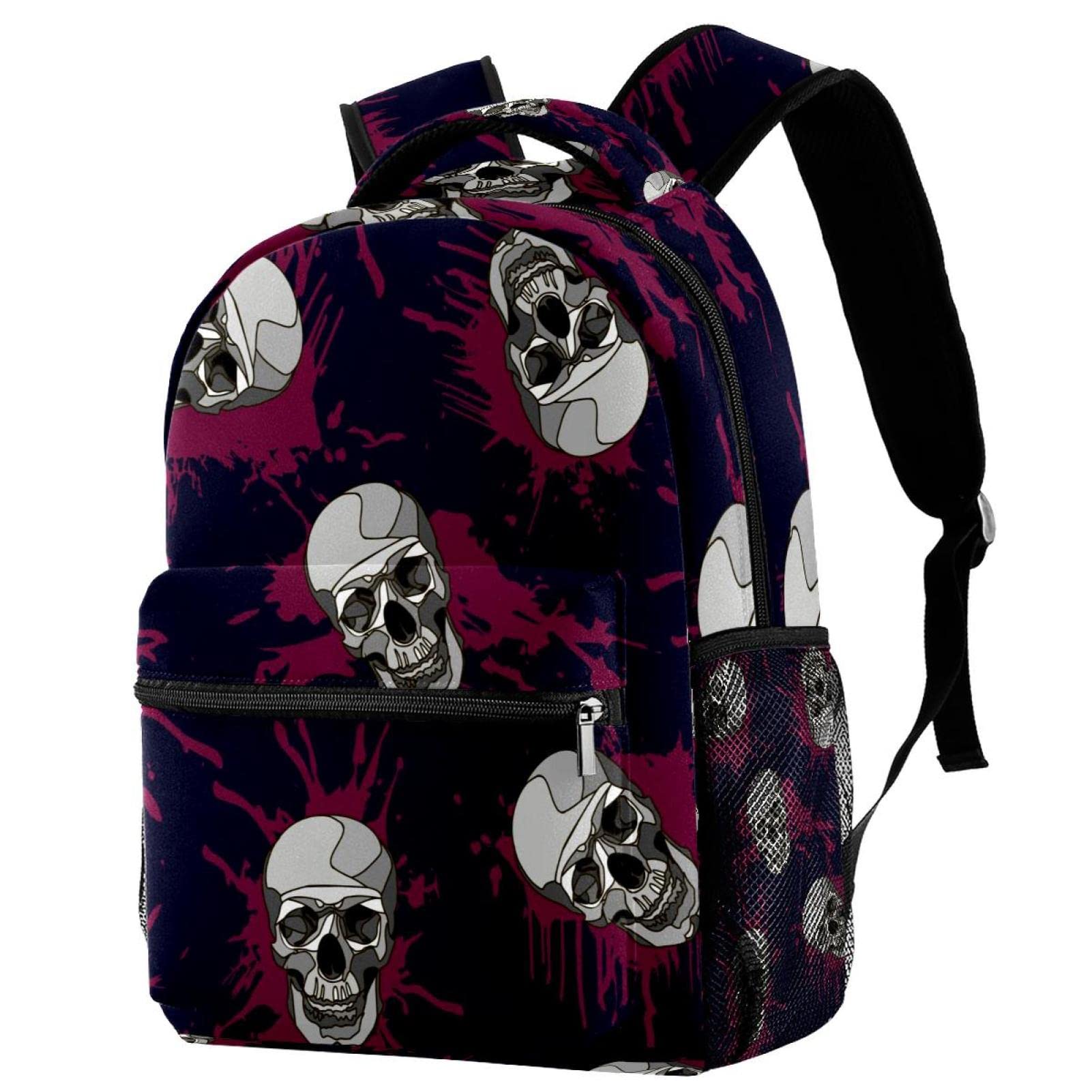 Mochila de calaveras resistente al agua para estudiantes con espacio para libros 7