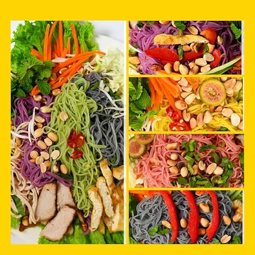 Miniatura 6 de TANISA 3 paquetes de fideos de arroz Vercimelli vegetales, 5 colores naturalmente vegetales, fideos de arroz finos, fideos sin gluten, sin OMG, sin