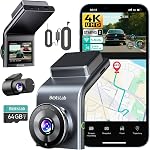 Caméra de tableau de bord BOTSLAB 4K double avant et arrière avec câblage Type-C, capteur STARVIS 2, contrôle vocal, angle large de 170°, carte de 64 Go incluse, WiFi 5GHz, GPS intégré, vision nocturne WDR, mode de stationnement 24H