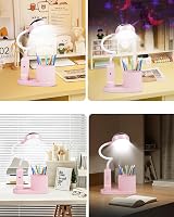 TechKen LED asztali lámpa gyerekeknek, dimmer, töltöthető, csillagvetítő, tolltartó 7