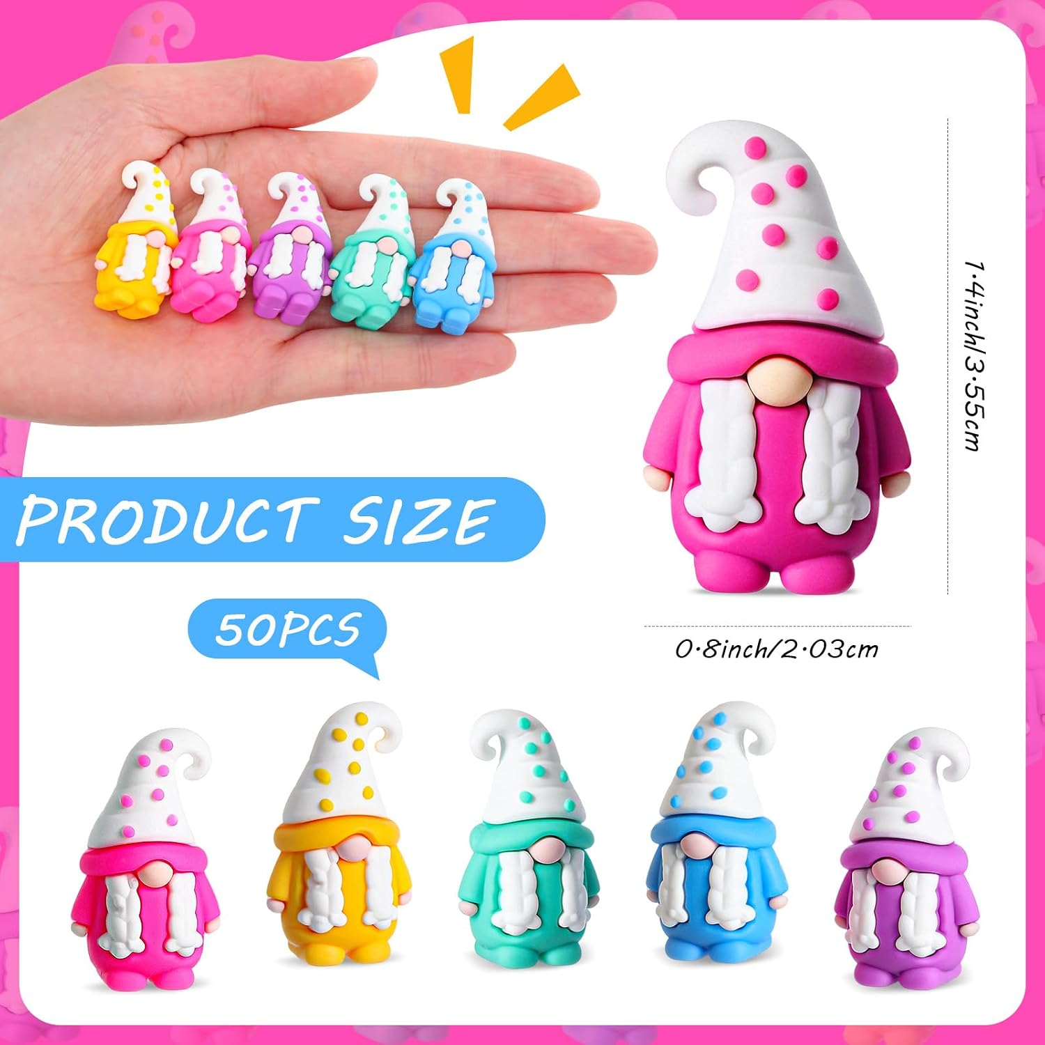 Jetec 50 Pcs Christmas Mini Gnomes Figures Miniature Gnome Tiny Egg Statue image 2