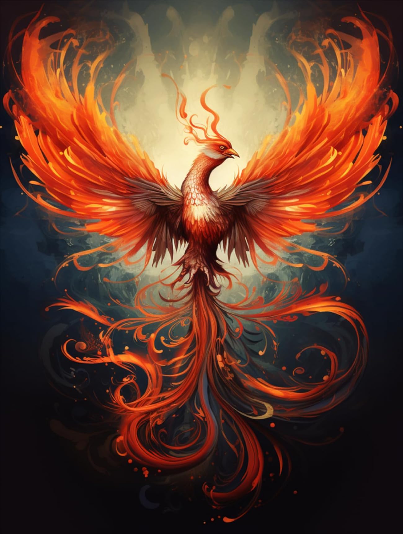 LFYNIORS DIY Perlenstickerei Set Fantasie Flamme Phoenix Nadelstich-Set Mit Perlen Und Kreuzstich-Set Mit Buntem Stickgarn Und Perlen 40x50cm