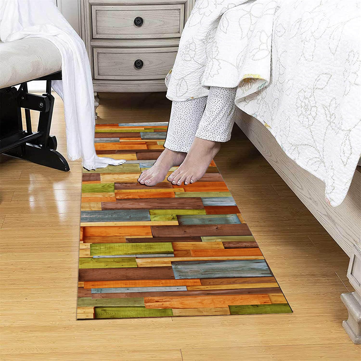 Siunwdiy Tapis Couloir Long Tapis Cuisine Devant Evier Tapis Couloir Tapis Chambre Adulte Antidérapant Sous Tapis Tapis Entree Interieur Long,Bleu, 50x100cm