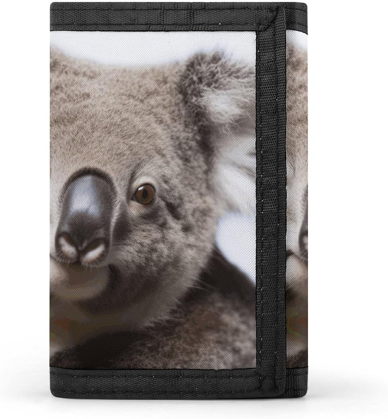 Trifold Canvas Wallet with Keychain, Modern Fashion Credit Card Holder Wallet for Men Women, Koala Bear Slim Wallets W/Zipper Coin Pocket, Novelty Birthday Gift