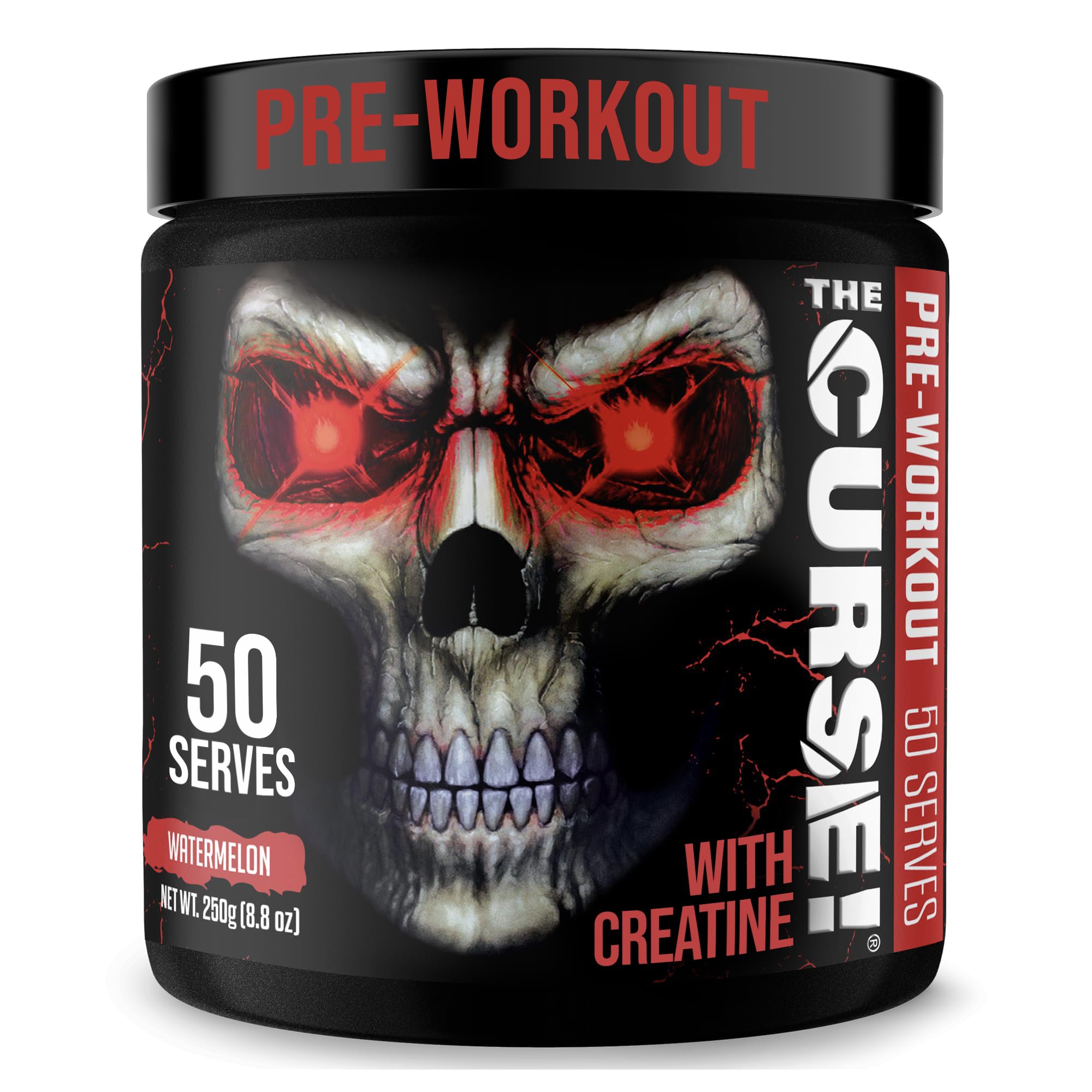 JNX SPORTS The Curse! Pre Workout Powder for Men & Women, Caffeine, Beta-Alanine, Creatine, L-Citrulline, 50 Servings, Watermelon Flavor – Boost Energy, Strength & Focus