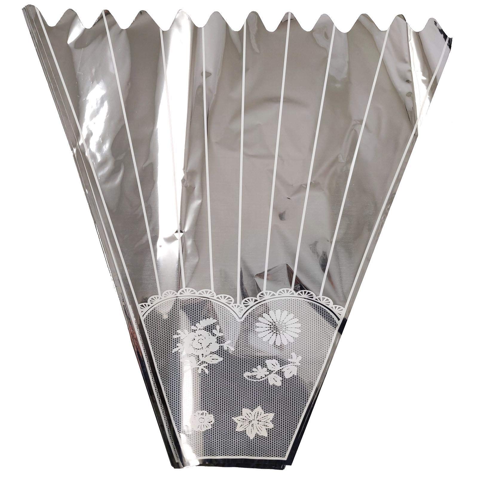 XL Metallic Bouquet Sleeve Wrap - Flower Wrapping Cone Cellophane Cello[100 Wraps]