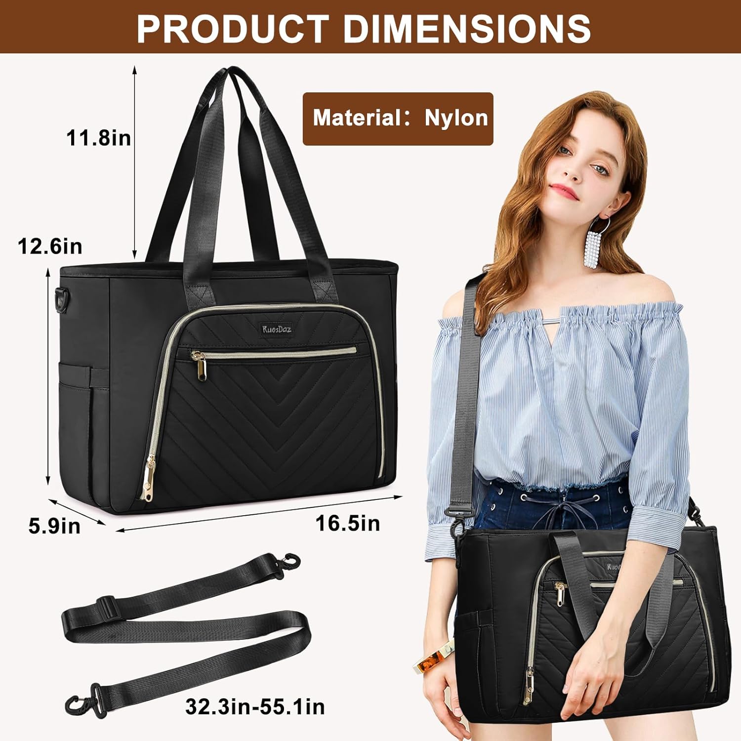 Teacher Tote Bag for Women 15.6in Laptop Bag Work Bags for Women Nurse, Large Utility Shoulder Tote Handbag - Image 2