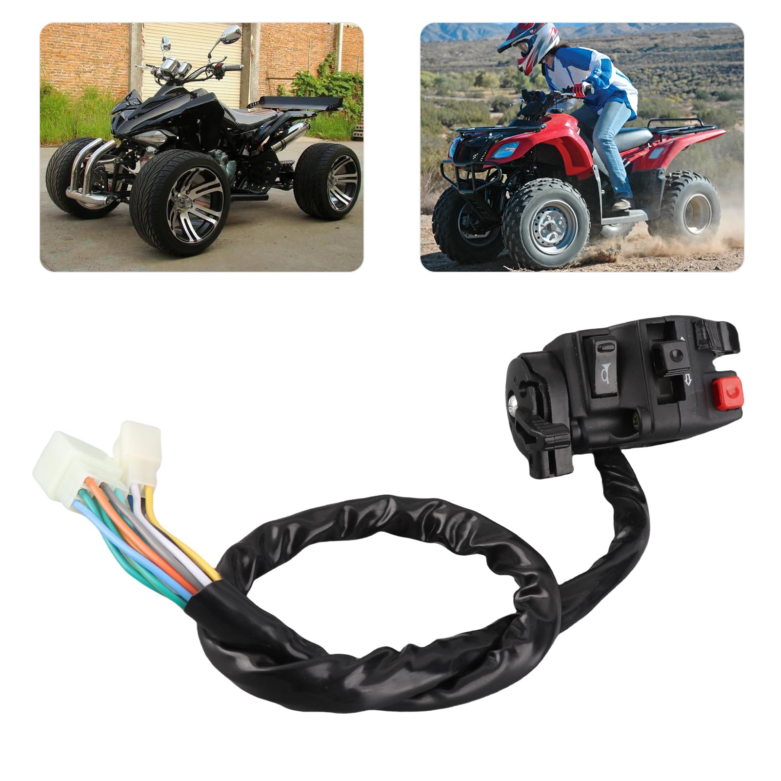 6 Fonctions 9 Fils côté Gauche Interrupteur de Commande assemblée Start Interrupteur de Starter, Interrupteur de Guidon 22mm 9 Broches 8 Fils adaptés pour Dirt Quad Bike