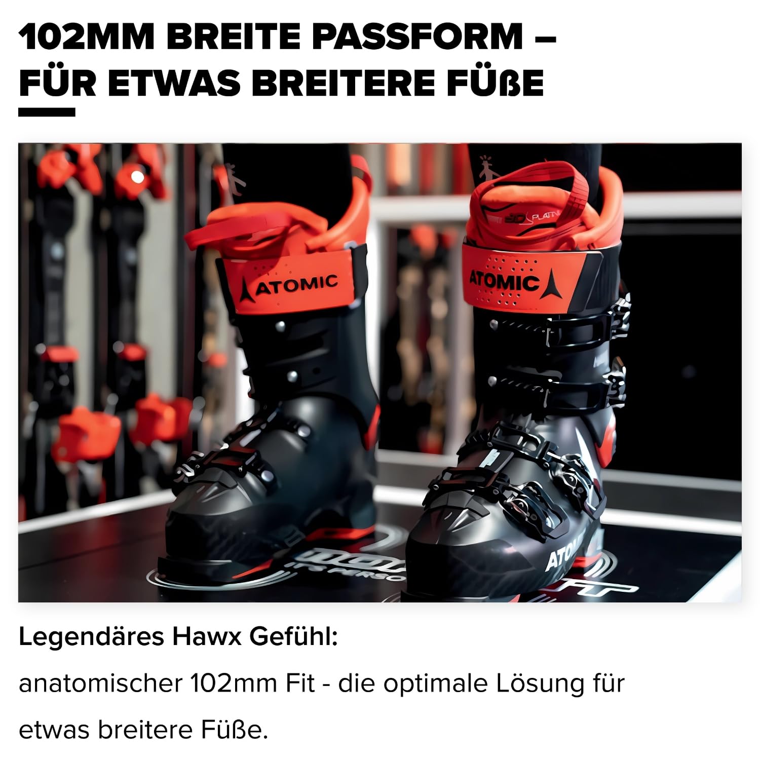 Atomic HAWX Magna 100 Skischuhe - Breite Ski-Boots mit 102 mm Passform & 100er-Flex - Hochwertige Ski-Schuhe mit individuellem Memory Fit