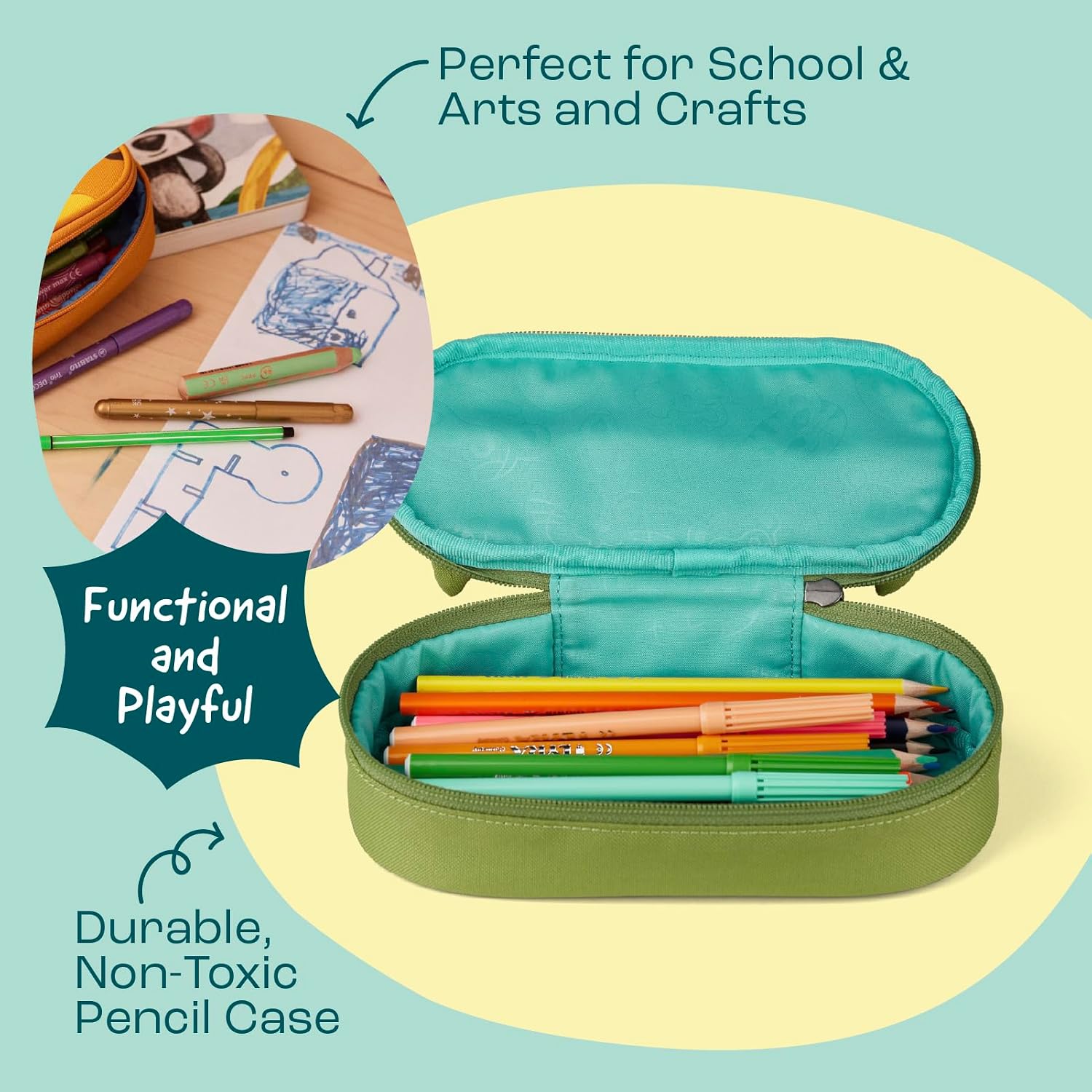 Affenzahn - Pencil Case - Kids Animal Pencil Pouch - For School, Arts & Crafts & Travel - Pull-Out Tongue - Zipper Closure - Water & Dirt Repellant - Easy to Clean - For Boys & Girls - Dinosaur image 4