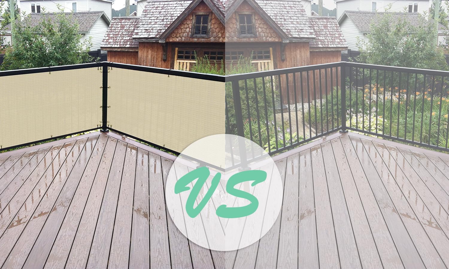 SunnyRoyal 3'x4' Balcony Privacy Fence Screen Apartment Railing Deck Cover, 3FT Outdoor Patio Screens with Zip Ties, HDPE Shade Cloth with Grommets, Mesh Fabric for Porch Backyard, Beige