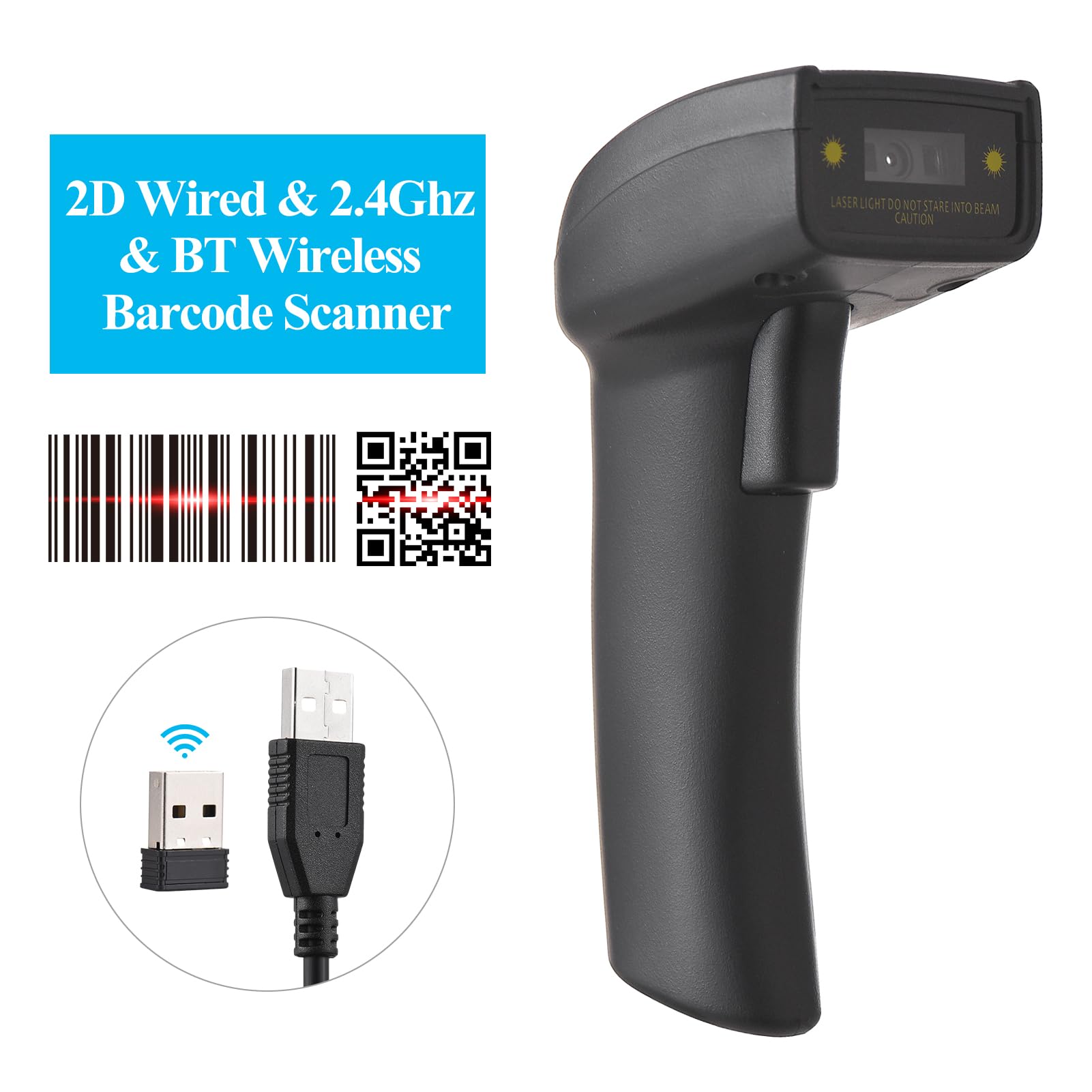 Amazon.co.jp: 2D BT + 2.4G バーコード スキャナ ハンドヘルド USB 