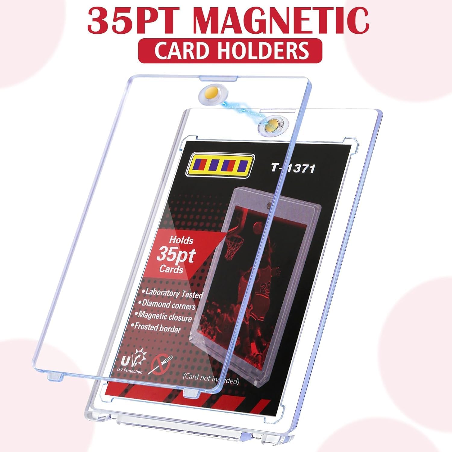 50ct Magnetic Card Holders for Trading Cards, 35pt Hard Cards Sleeves Case, One Touch Card Holder Fit for MTG Cards, Sports Cards, Baseball Cards, Game Cards, Toploaders, Standard Cards Display