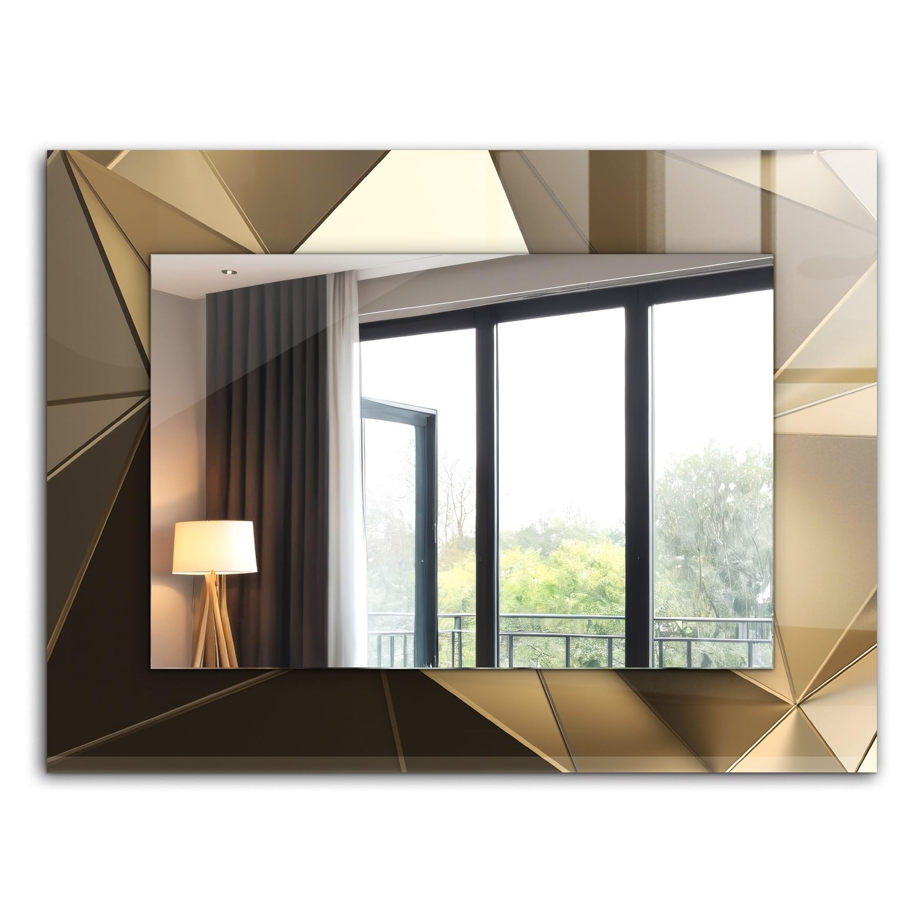 Miroir cadre imprimé Tulup géométrique 80x60cm, décoration murale haut de gamme pour salon