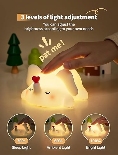 Miniatura 4 de Linda luz nocturna de elefante para niños, lámpara de noche de animales, luz LED multifuncional con funciones de control táctil y recargable, 3