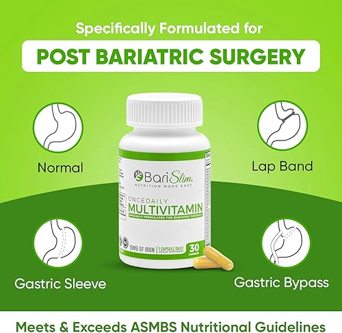 Miniatura 6 de BariSlim Cápsula multivitamínica bariátrica Once Daily - 18 mg de hierro - Vitamina bariátrica y suplemento para cirugía post bariátrica incluyendo