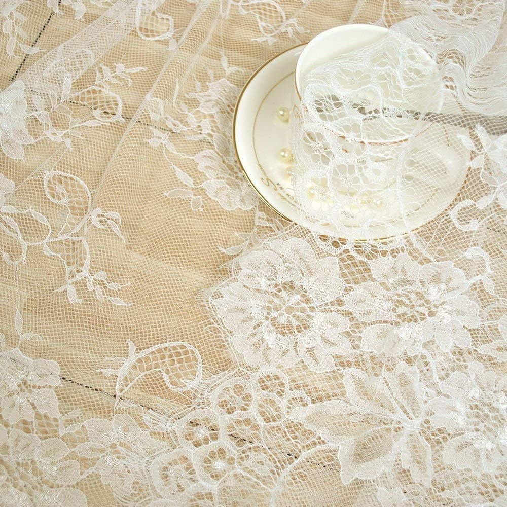 Crazy Clearance White Lace Tablecloth Rectangle 10 Pieces 60x120 Inch Embroidered Lace Rustic Table Cover for Birthday Party Wedding Baby Bridal Shower