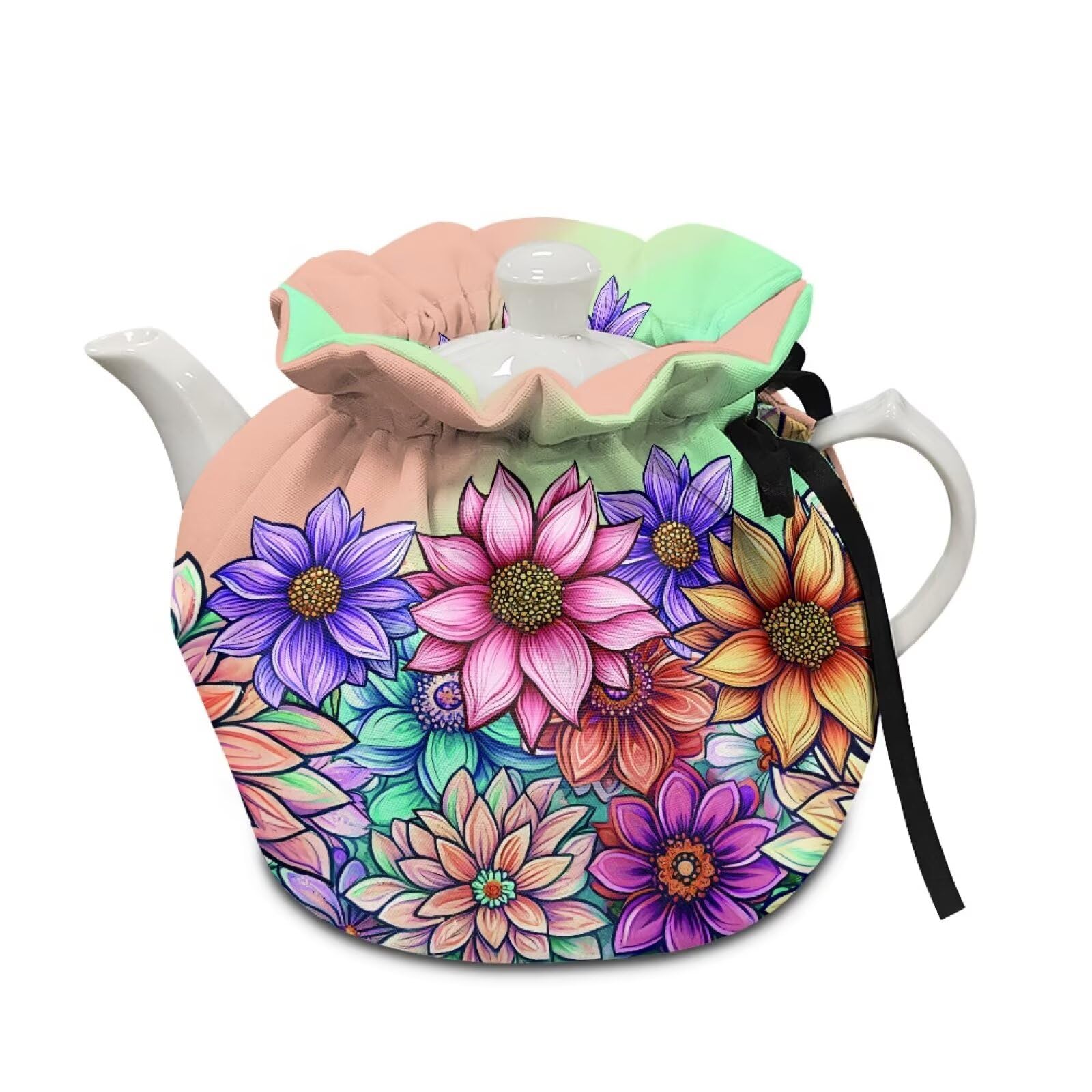 Urndoeng Teapot Thermic Cover Colourful Flower PrintTea Cosy For Teapot Insulated For Protecting Kettle Coffee Pot Ideal To Keep Warm At Breakfast Kitchen And Coffee Table Decorations — image 1