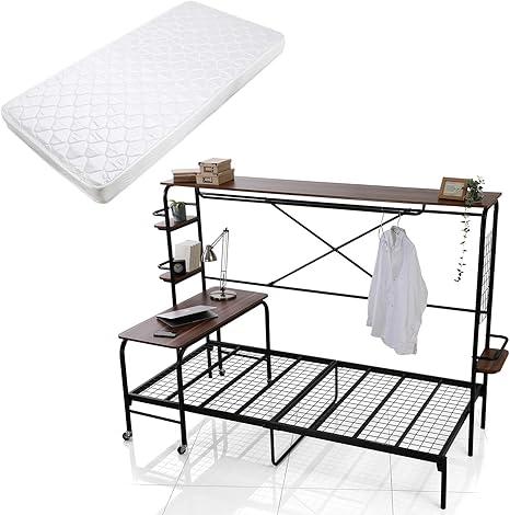 Amazon Lowya ロウヤ ベッド 人をダメにするベッド ベッドフレーム シングル マットレス セット 宮棚付き ブラック ウォルナット ベッドフレーム オンライン通販