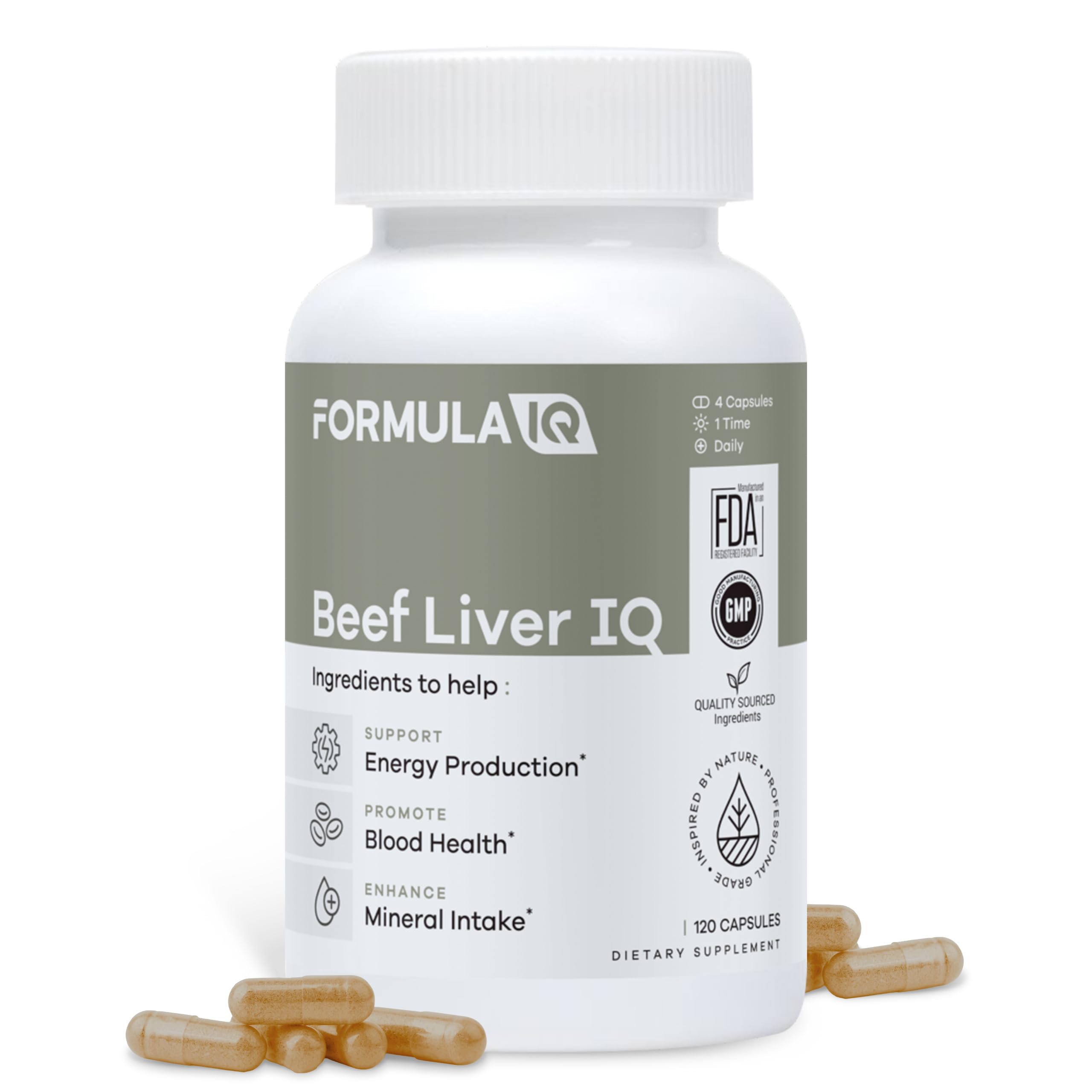 FIQ Formula IQ Beef Liver IQ Beef Liver Capsules, 120 Capsules