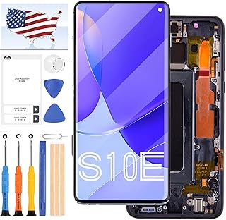 AMOLED LCD Screen Replacement for Samsung Galaxy S10E SM-G970F, SM-G970U, SM-G970W, SM-G9700, SM-G970U1 LCD Display Touch Screen Sensor Digitizer Full Assembly Repair Kits (Black with Frame)