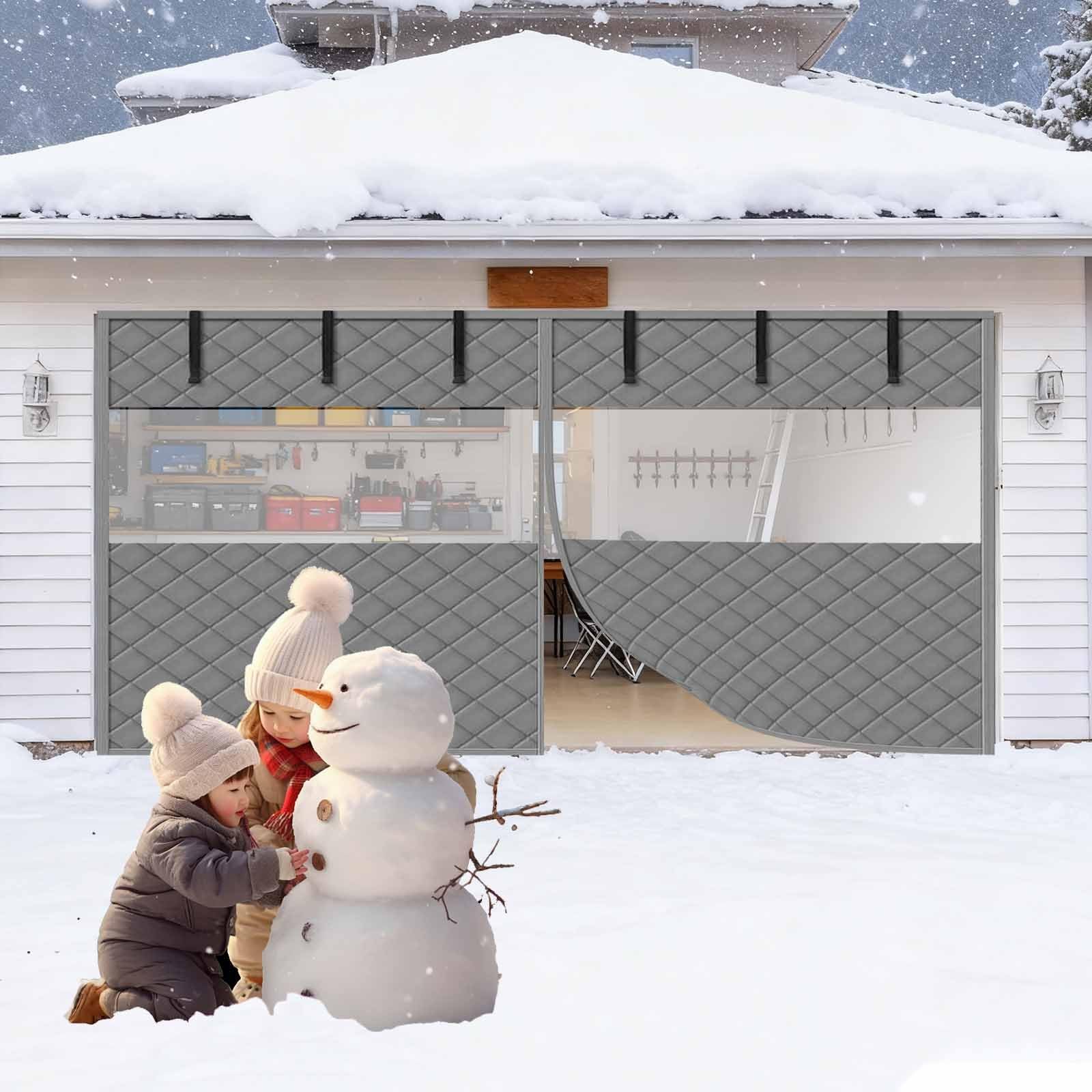 Housse de porte isolante 244x213 cm rideau thermique gris garage