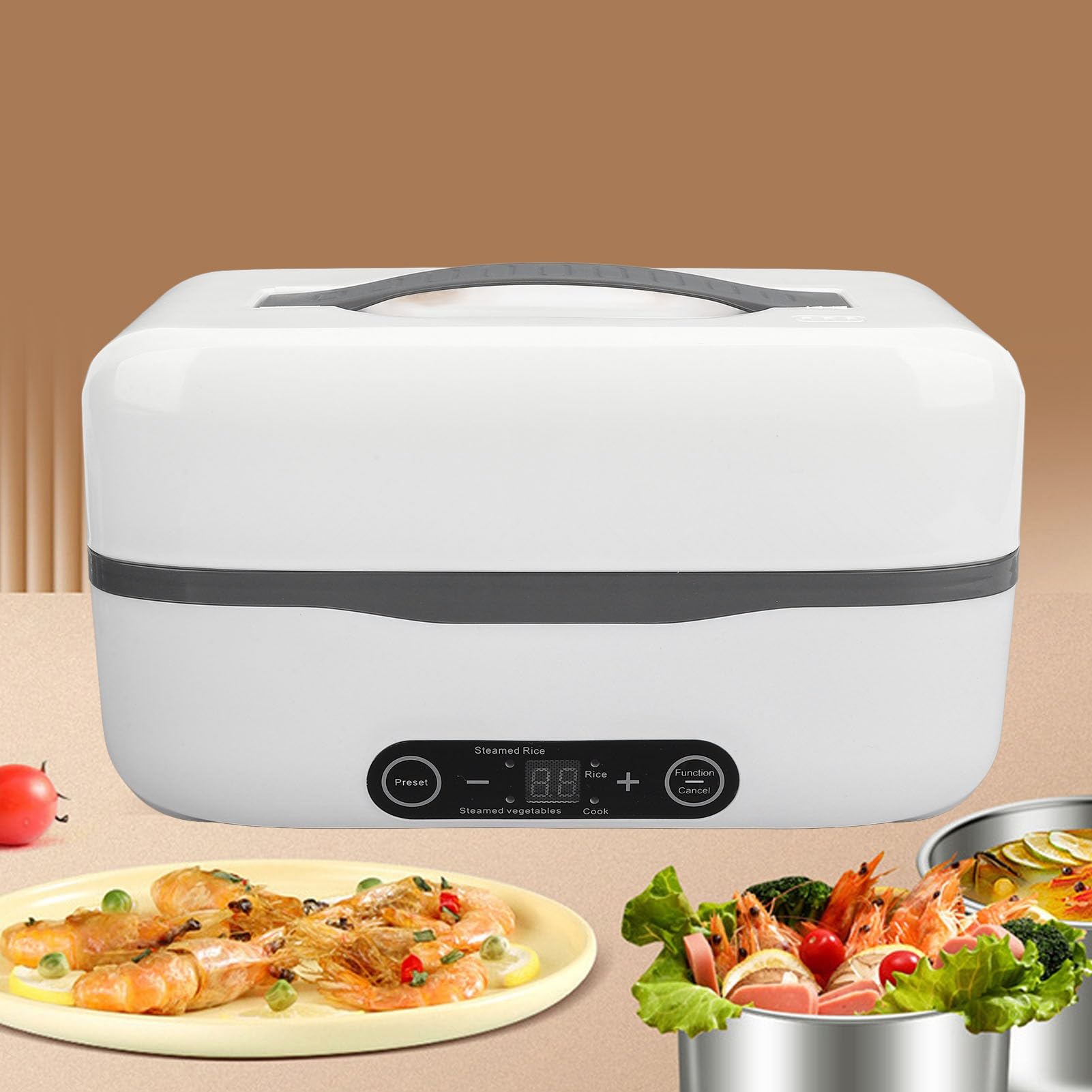 Pyhodi Eléctrica Calentador de Alimentos 2 Compartimentos, Portátil a Prueba de Fugas para Adultos Coche Camión Trabajo, Reserva Inteligente Cocción Al con Calefacción Interior