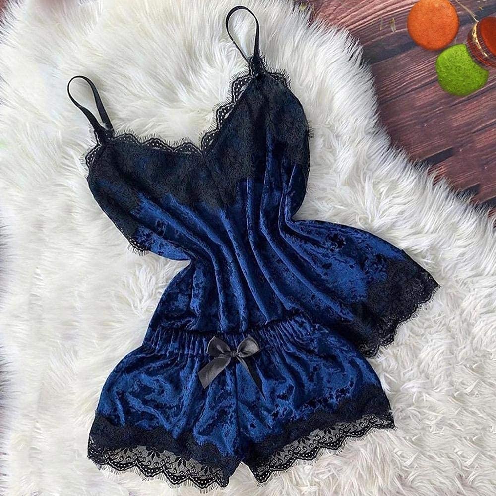 Komplet bielizny aksamitnej piżamy damskiej piżama zestaw Temptation Babydoll Nightwear, fioletowy-S