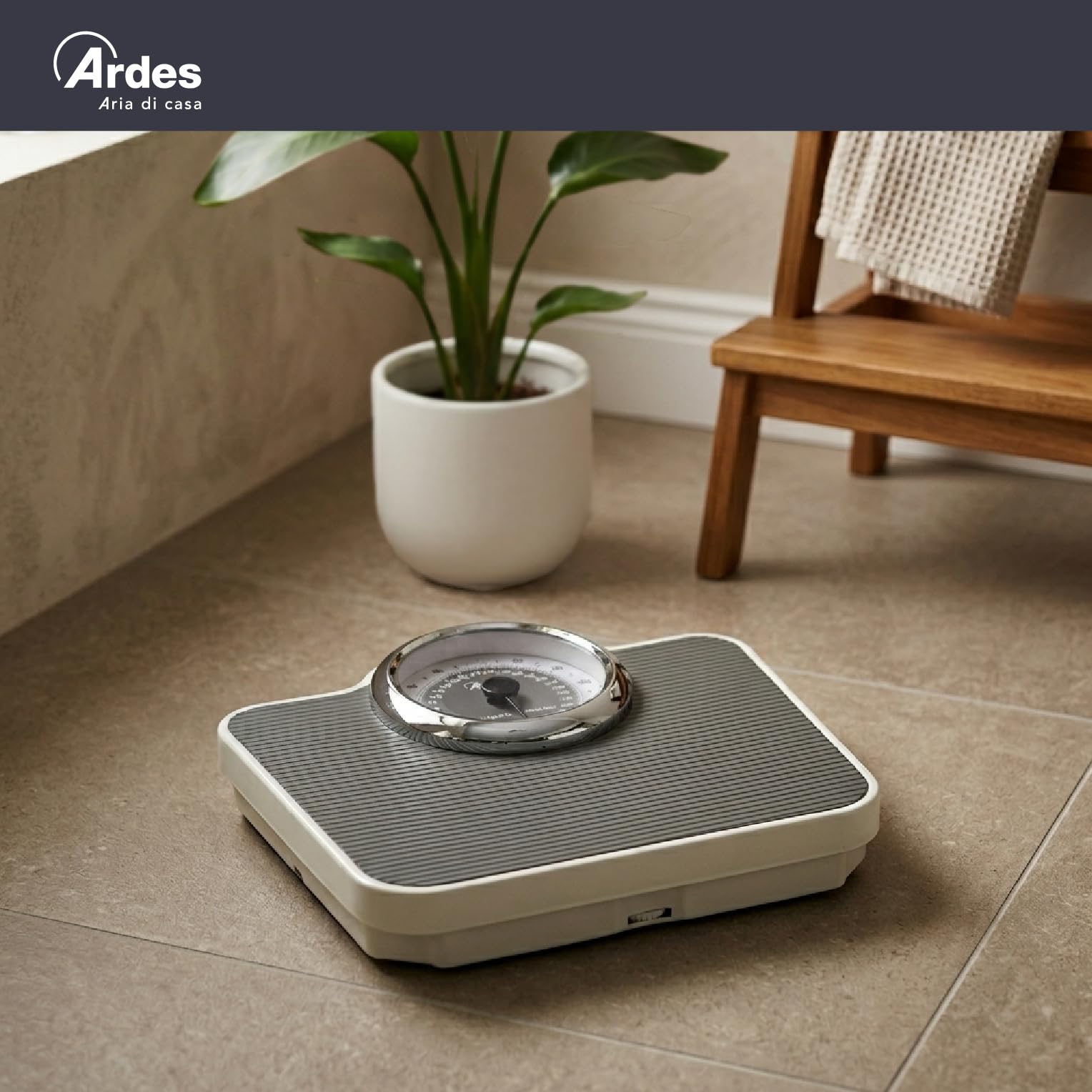 ARDES - AR2PP2M Pèse-Personne Mécanique Sans Piles Style Vintage avec Tapis Antidérapant - Poids en Kilos et en Livres